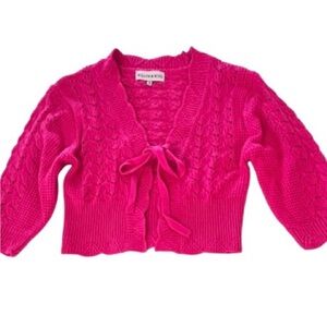 Willow & Wind- Bright Pink Tie Front
Crochet Knit Crop Sweater. Size: XS